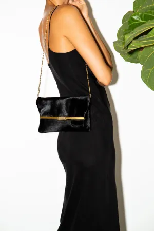 PM Clutch in Black Calf Hair