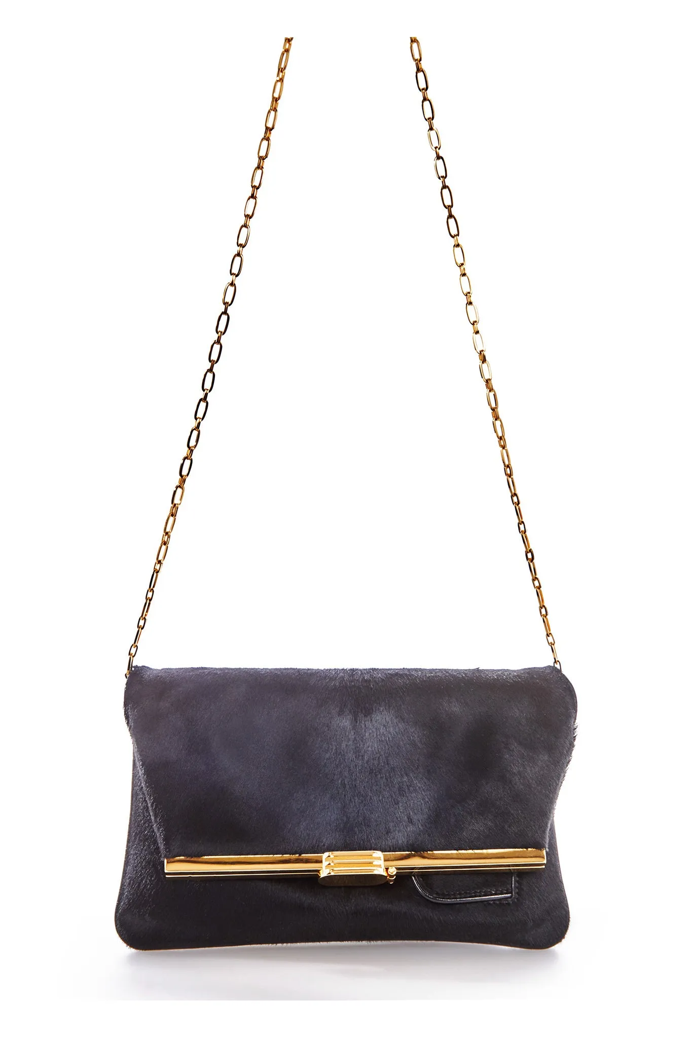 PM Clutch in Black Calf Hair
