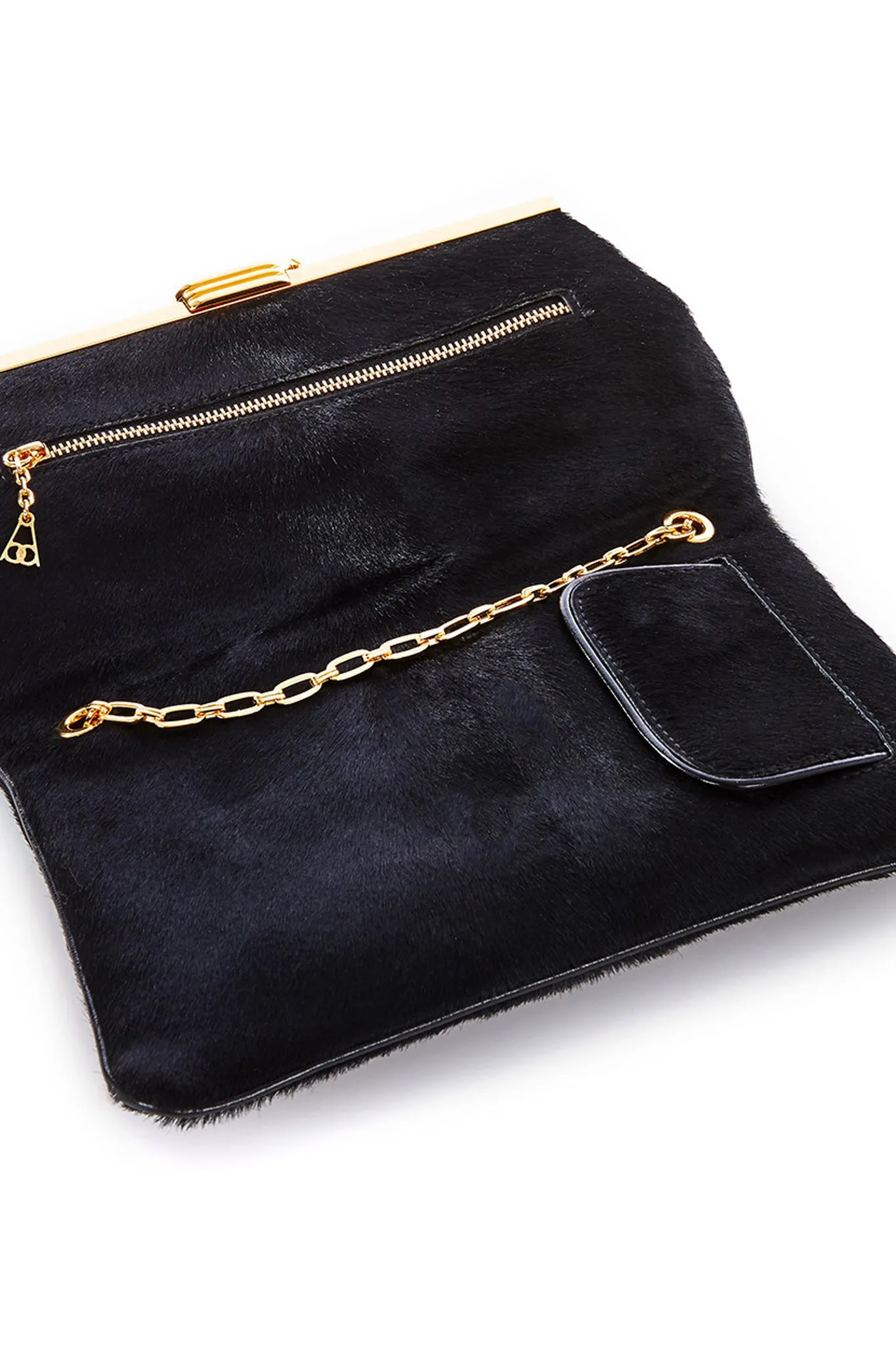 PM Clutch in Black Calf Hair