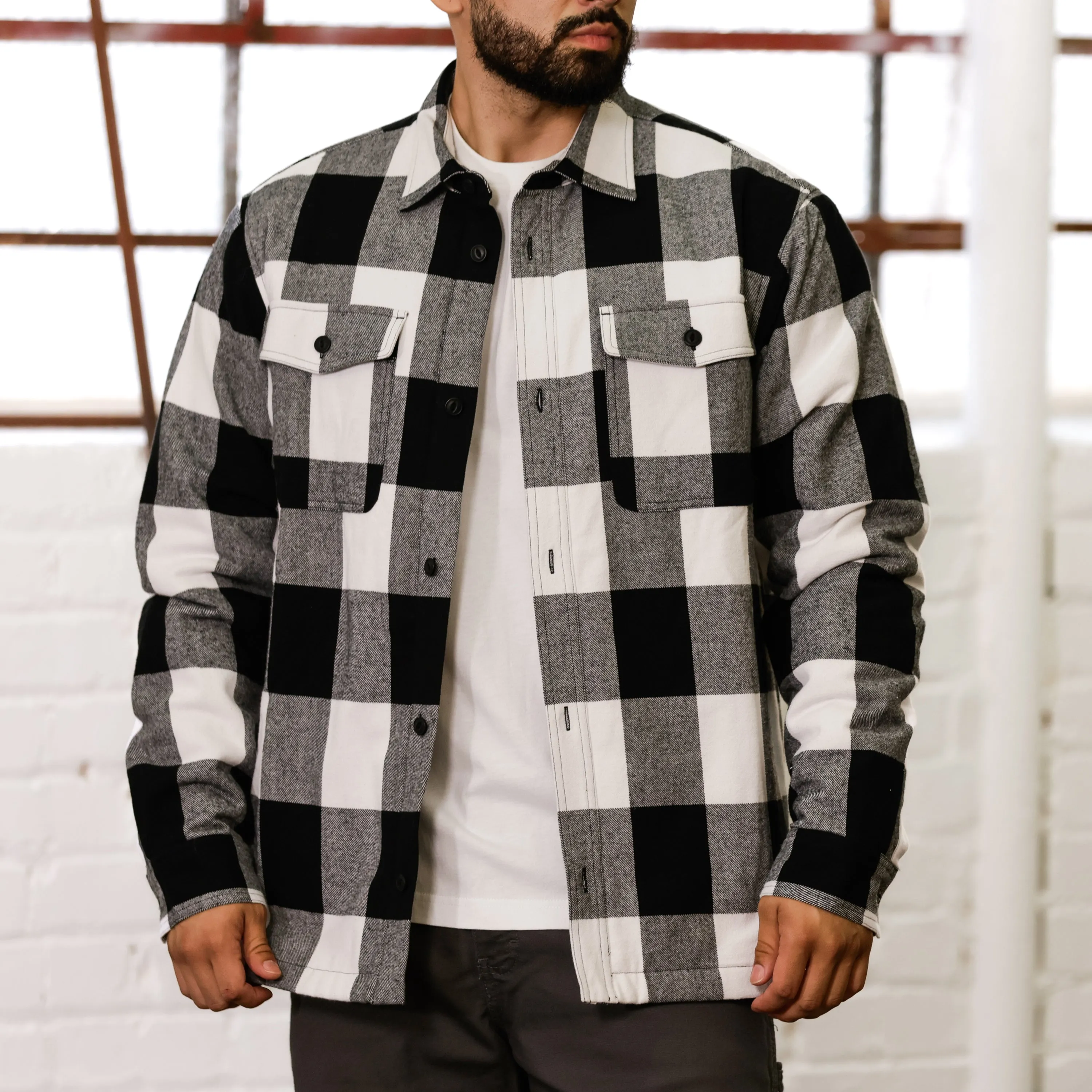 Quilted Lined Flannel Shirt Jacket - Mens