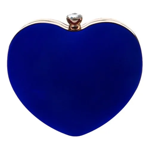 Red Heart Design Women Clutch Small Diamonds Golden Velvet
