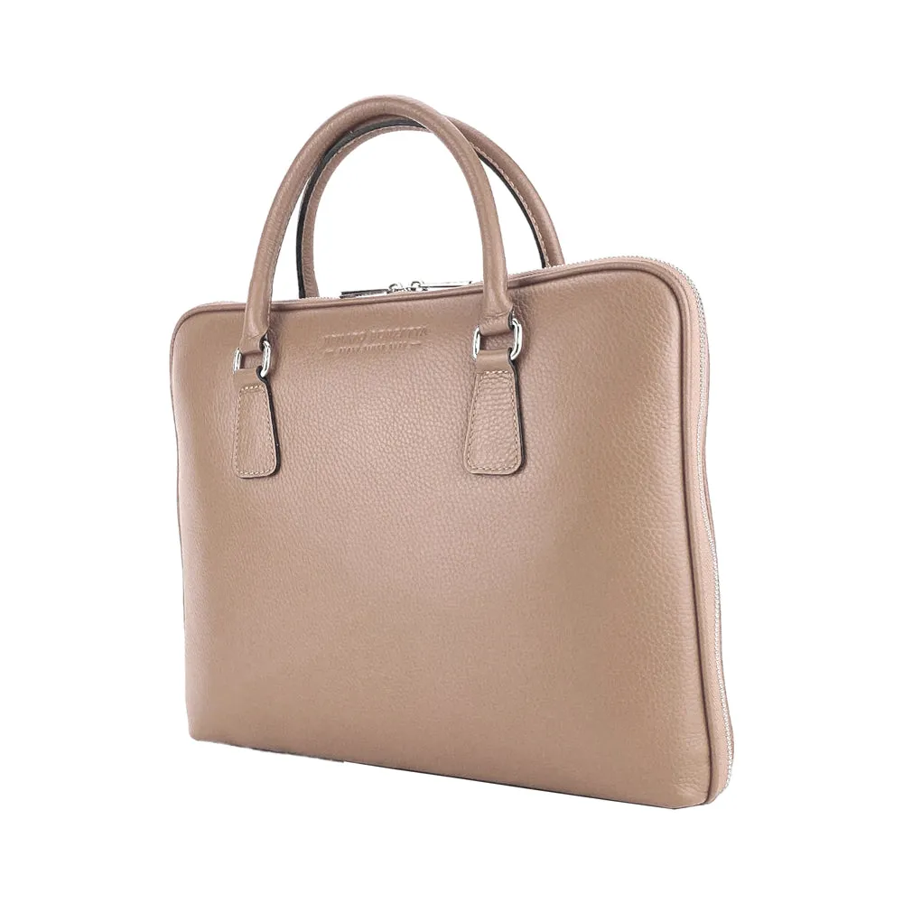 Renato Borzatta Leather Business Briefcase Taupe