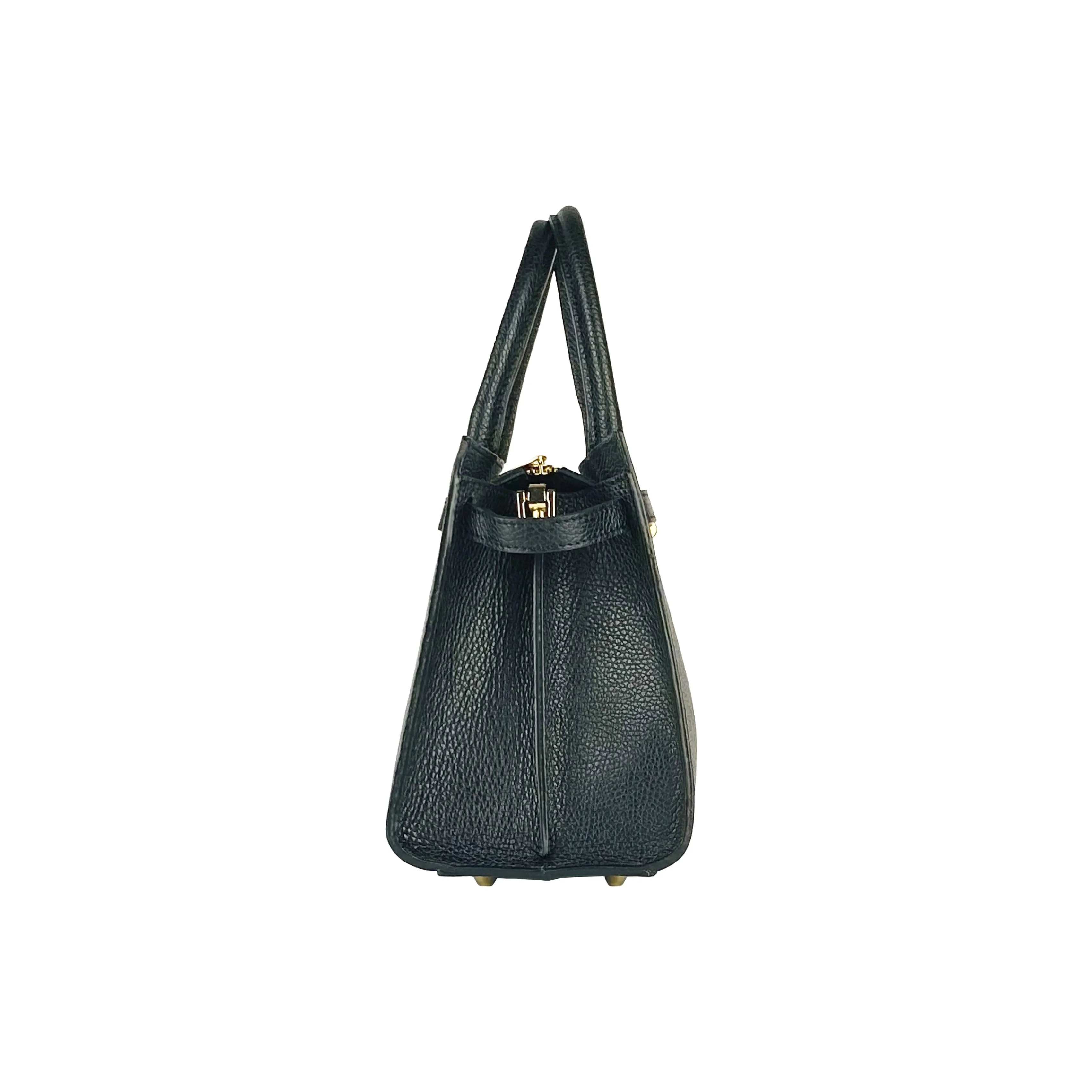 Renato Borzatta Leather Satchel Shoulder Bag Black