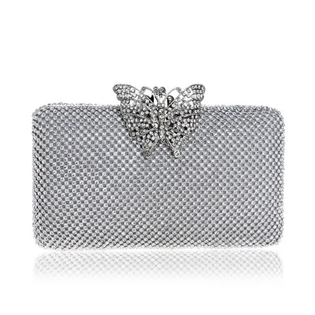 Rhinestones women evening bags metal luxury new lady clutch