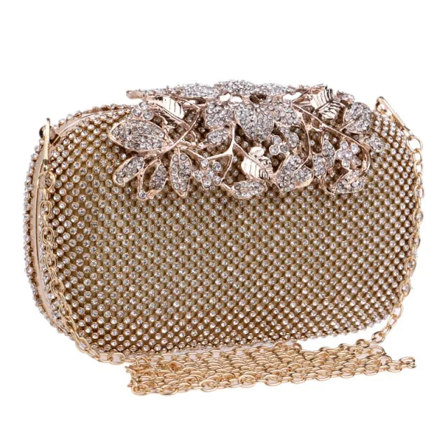 Rhinestones women evening bags metal luxury new lady clutch