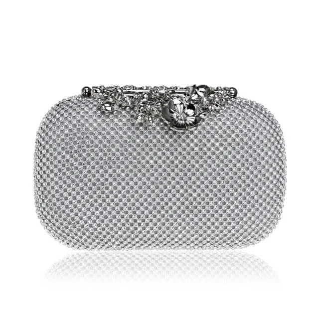 Rhinestones women evening bags metal luxury new lady clutch