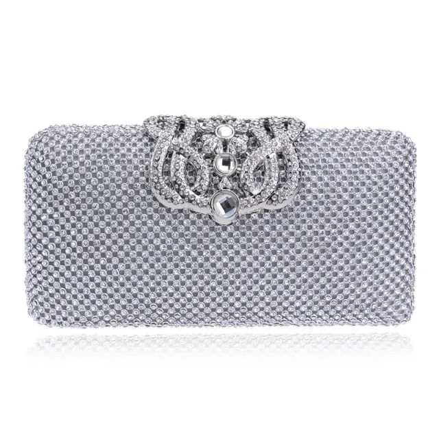Rhinestones women evening bags metal luxury new lady clutch