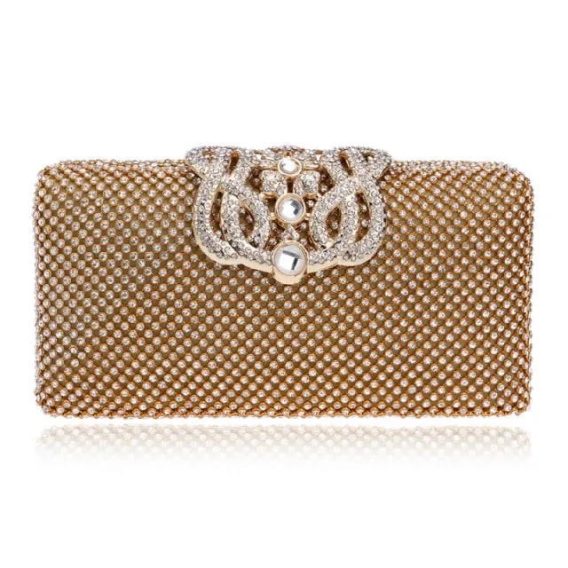 Rhinestones women evening bags metal luxury new lady clutch