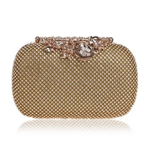 Rhinestones women evening bags metal luxury new lady clutch