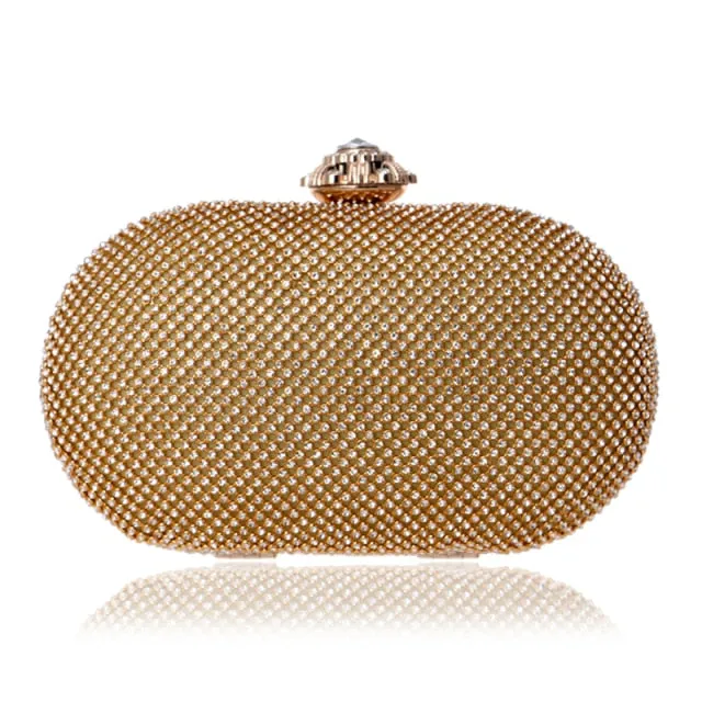 Rhinestones women evening bags metal luxury new lady clutch