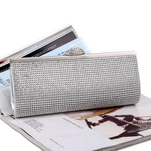 Rhinestones women evening bags metal luxury new lady clutch