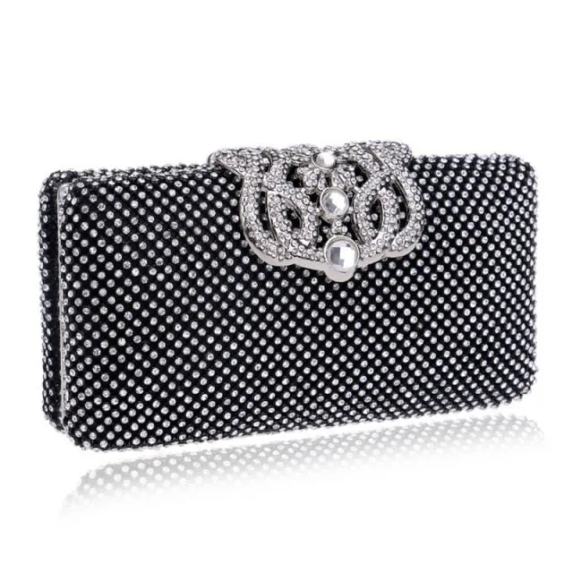 Rhinestones women evening bags metal luxury new lady clutch