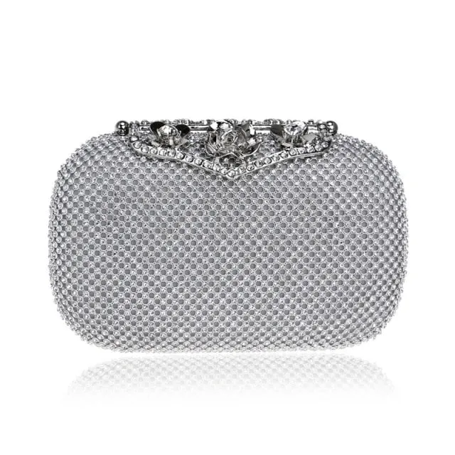 Rhinestones women evening bags metal luxury new lady clutch