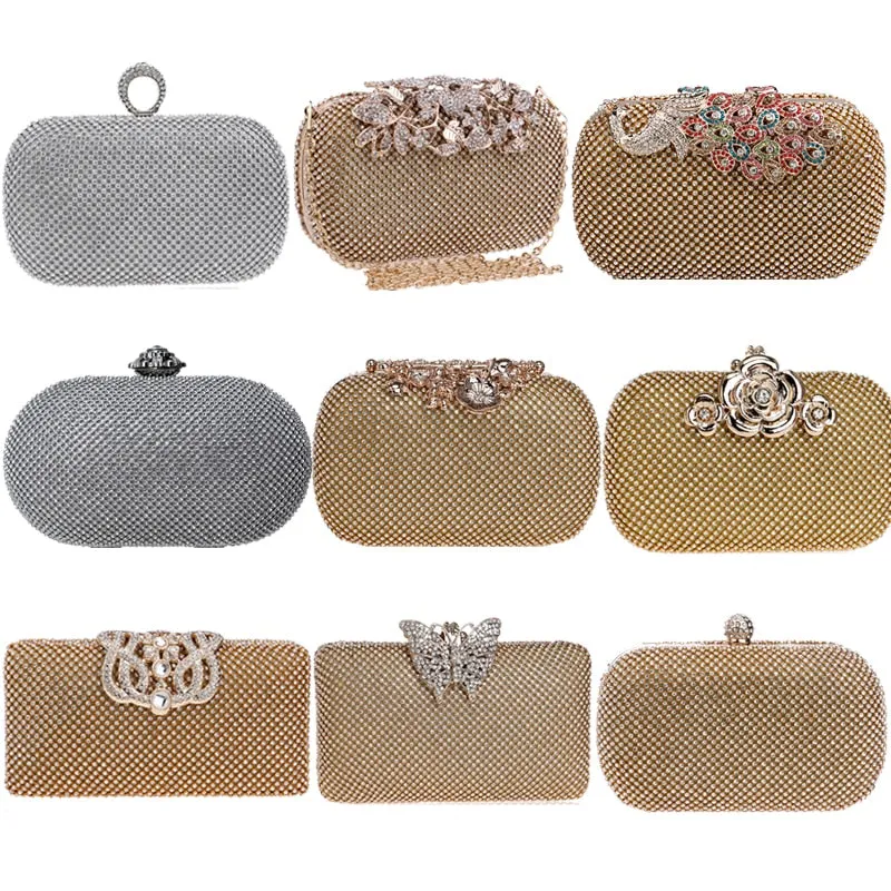Rhinestones women evening bags metal luxury new lady clutch