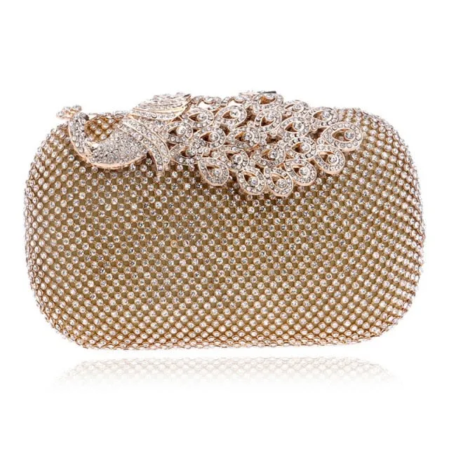 Rhinestones women evening bags metal luxury new lady clutch