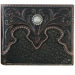 Roper Wallet Bi Fold Tooled Yoke Brown