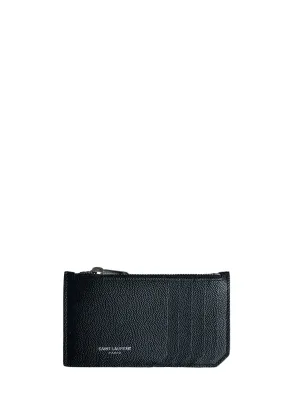 Saint Laurent Black Fragments Zipped Card Case