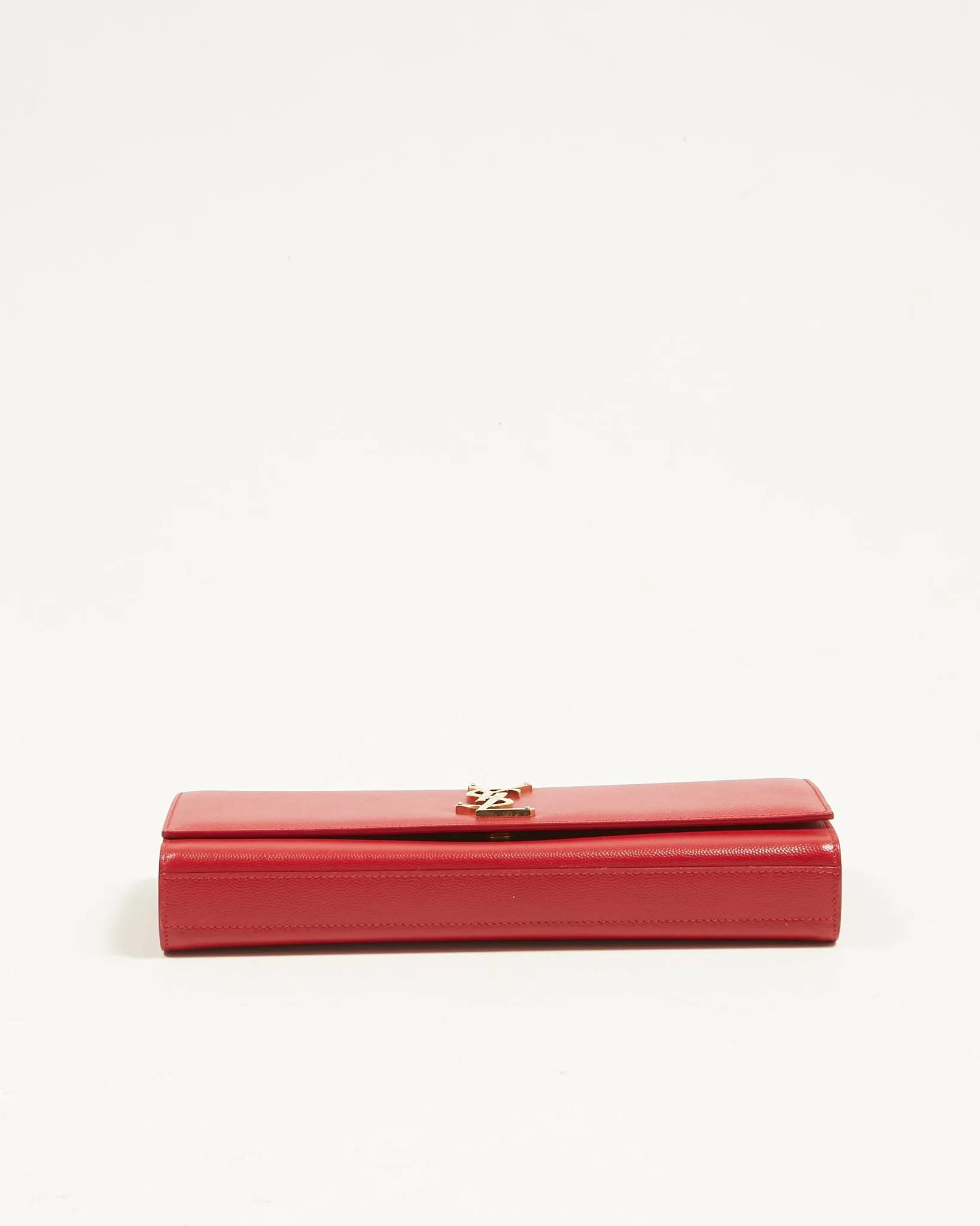 Saint Laurent Red Grained Leather Kate Monogram Clutch