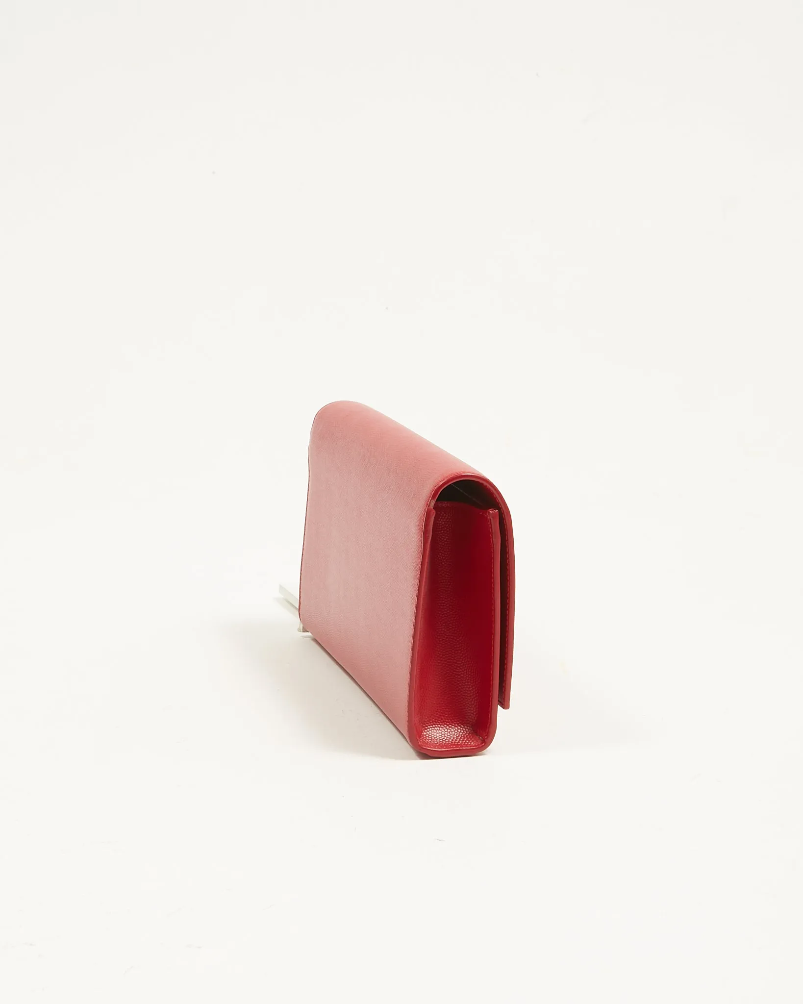 Saint Laurent Red Grained Leather Kate Monogram Clutch