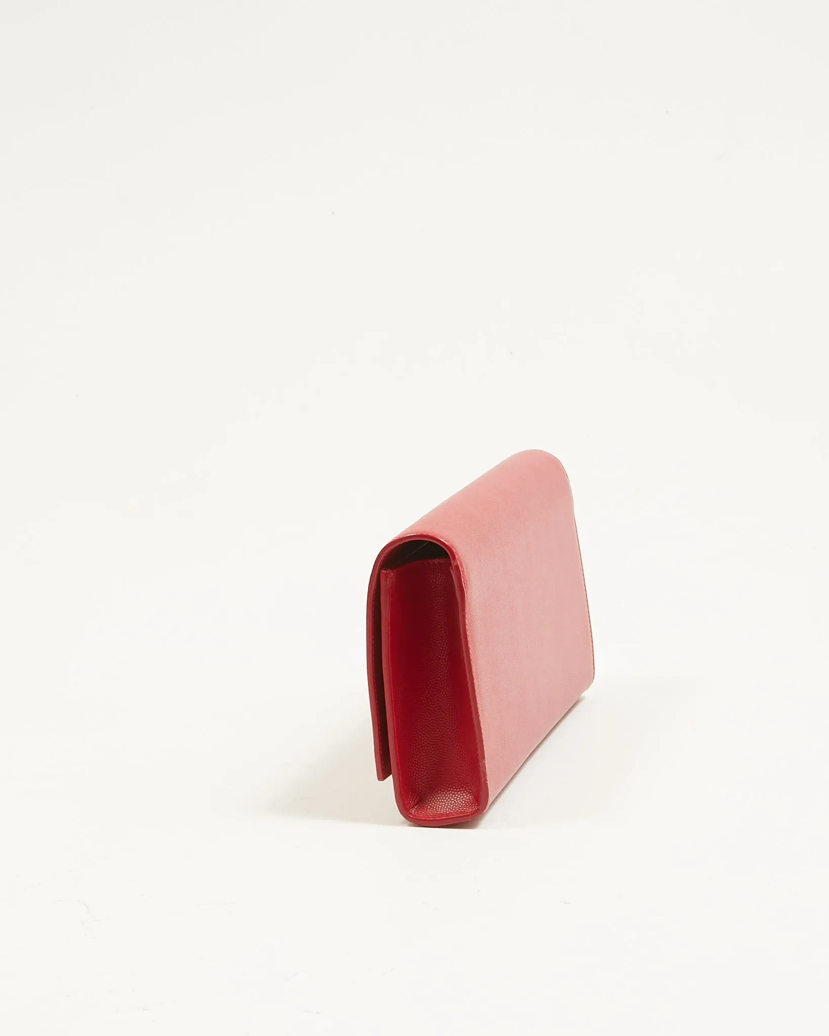 Saint Laurent Red Grained Leather Kate Monogram Clutch
