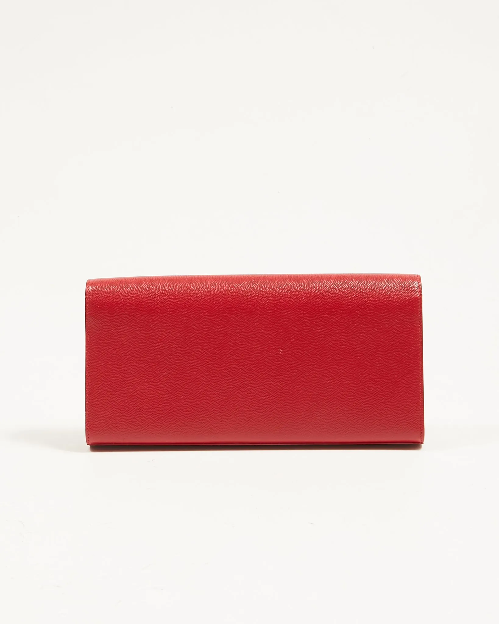 Saint Laurent Red Grained Leather Kate Monogram Clutch