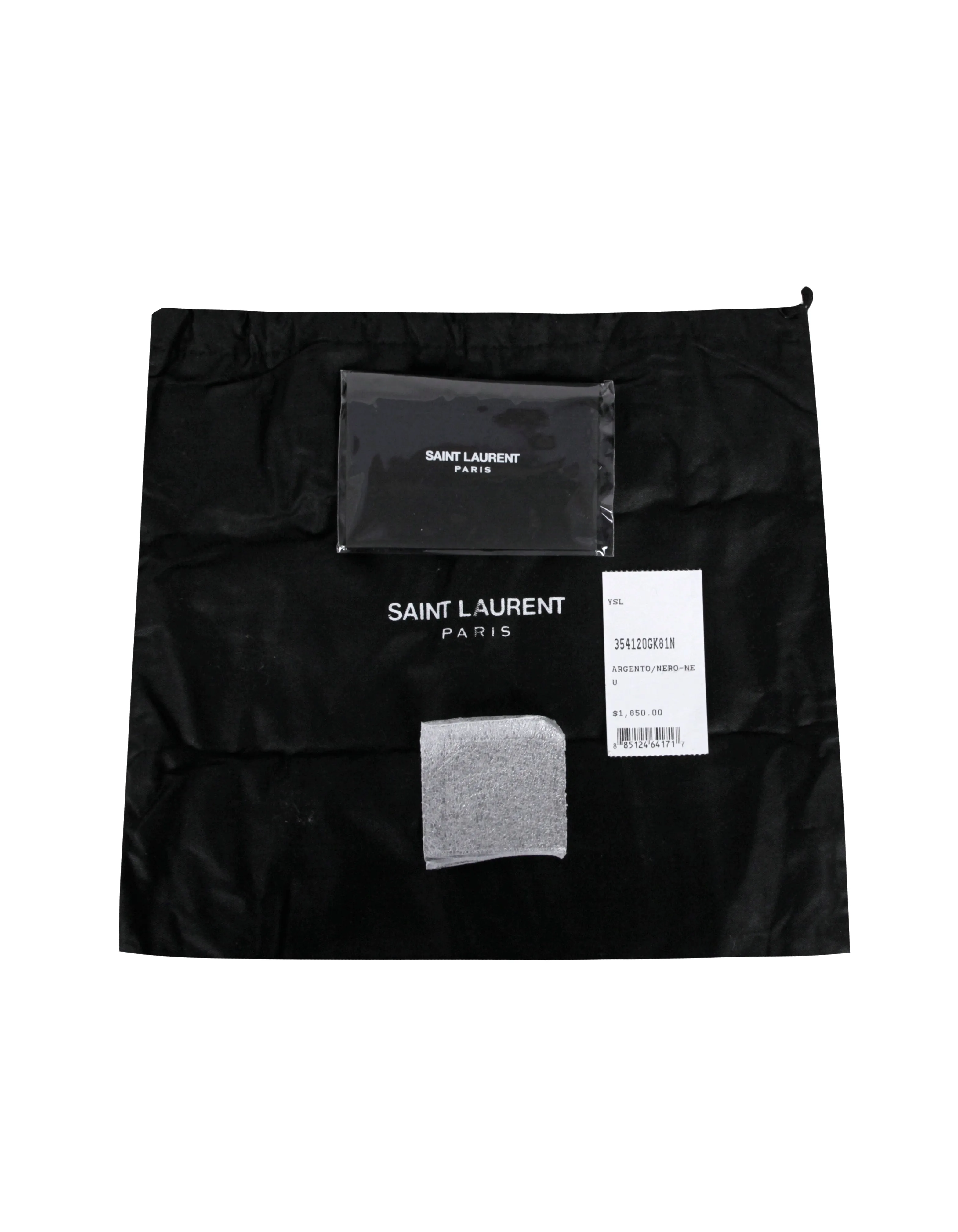 Saint Laurent Silver/Black Glitter Leopard Small Monogram Kate Crossbody