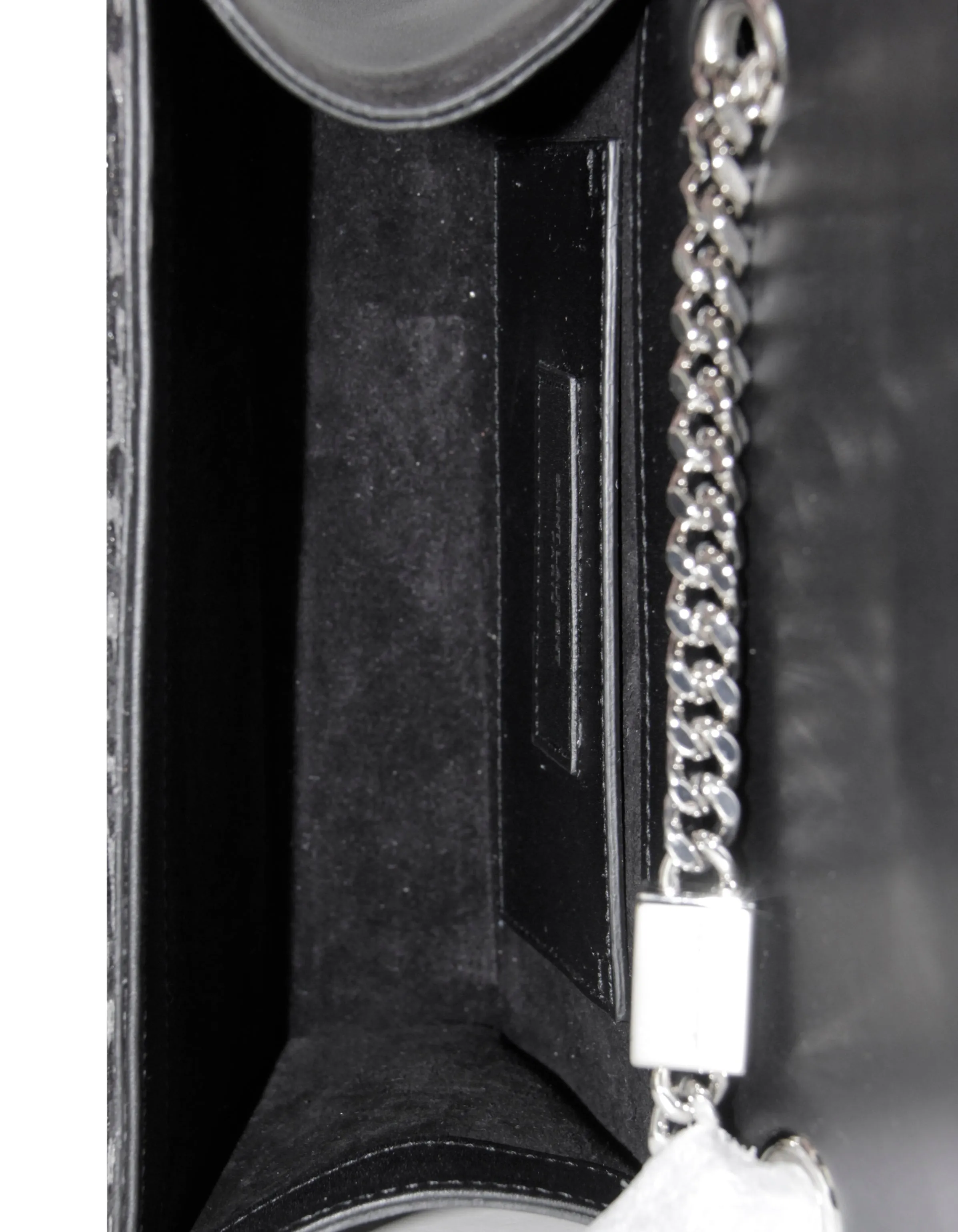 Saint Laurent Silver/Black Glitter Leopard Small Monogram Kate Crossbody