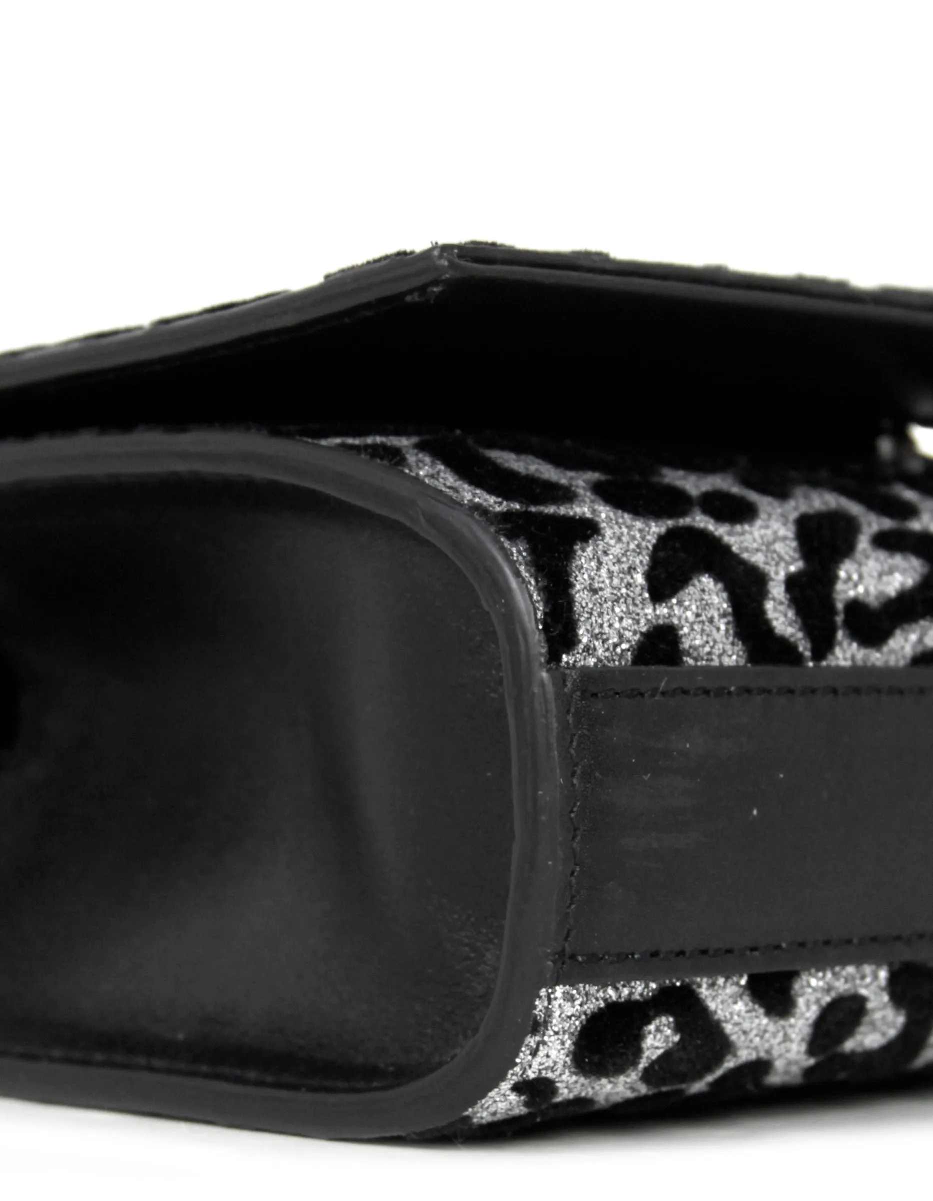 Saint Laurent Silver/Black Glitter Leopard Small Monogram Kate Crossbody