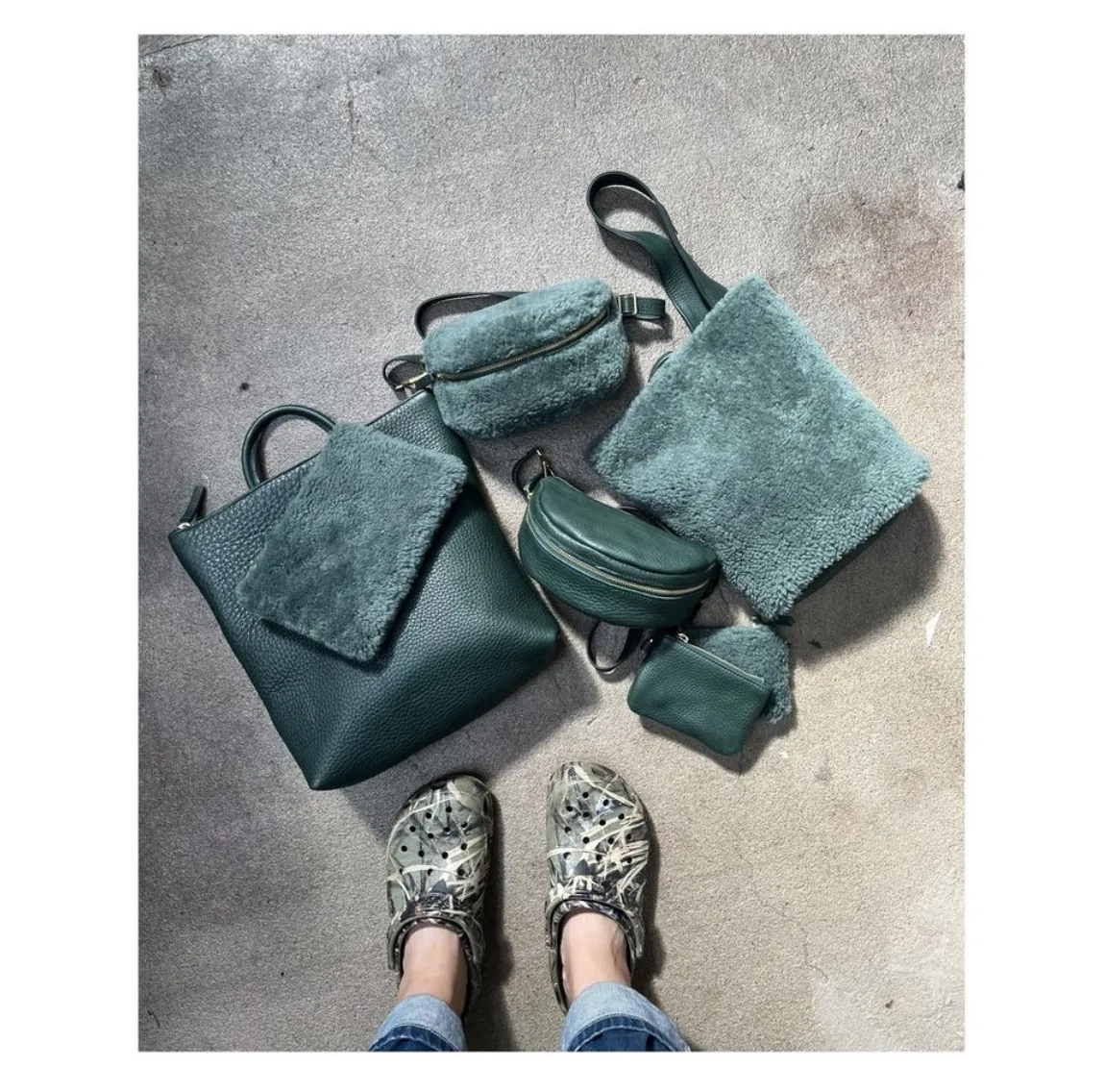 SHEARLING ZIPPER POUCH