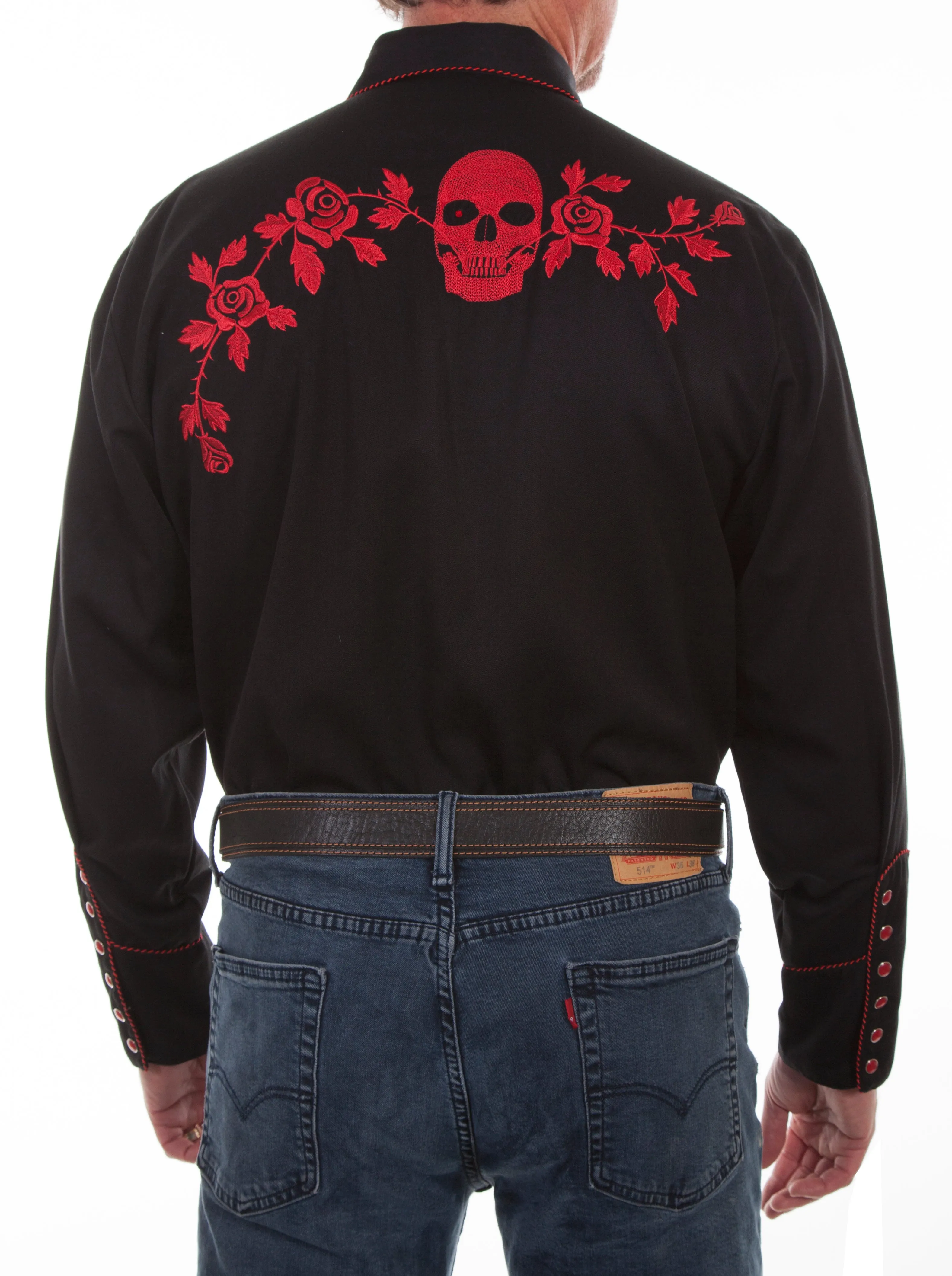 Shirt, Skulls & Roses Western Shirt P-771