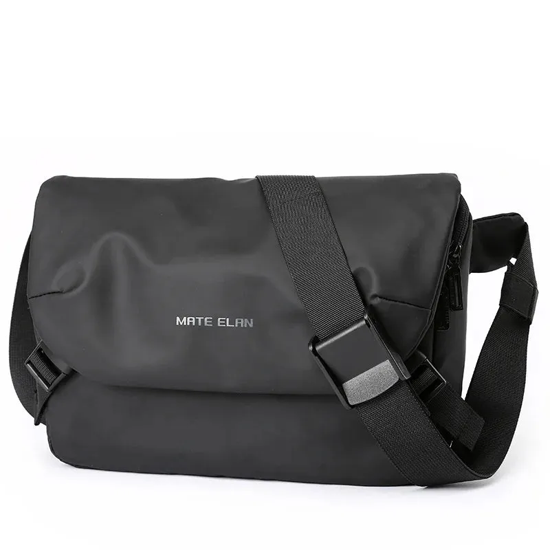 Sohiwoo  Men Large Capacity Crossbody Bag Light Weight Multi-function Sling Bag Men's Pack Solid Black Hip Hop Street Travel Male