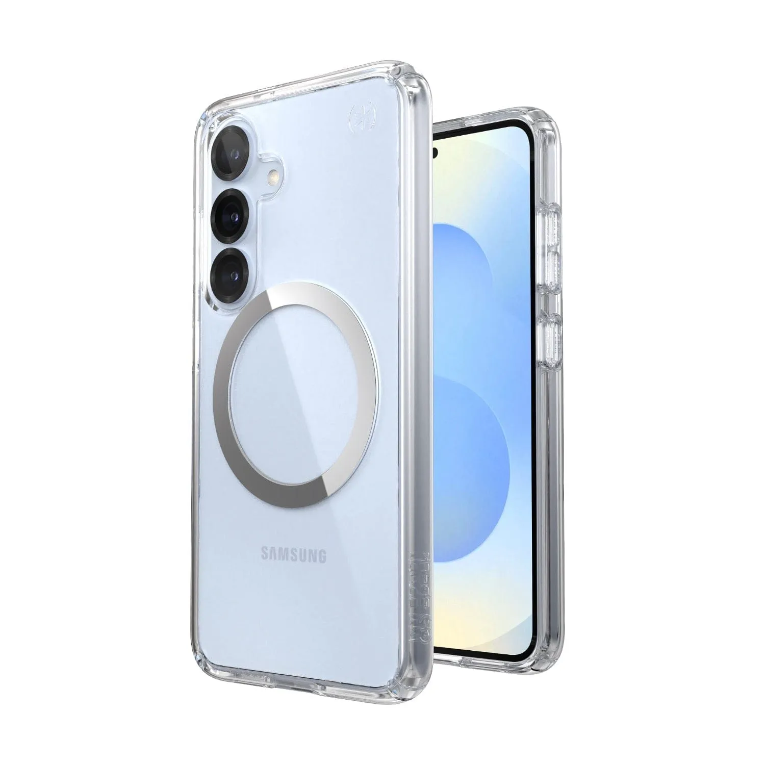 Speck Presidio Perfect Clear Magnet Case for Samsung Galaxy S25 – Clear & Chrome