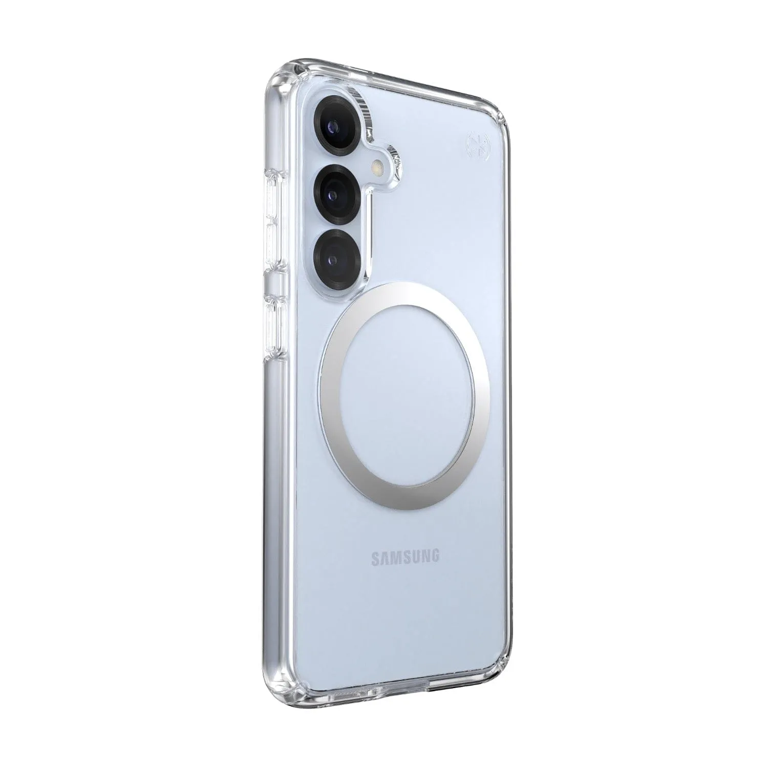 Speck Presidio Perfect Clear Magnet Case for Samsung Galaxy S25 – Clear & Chrome