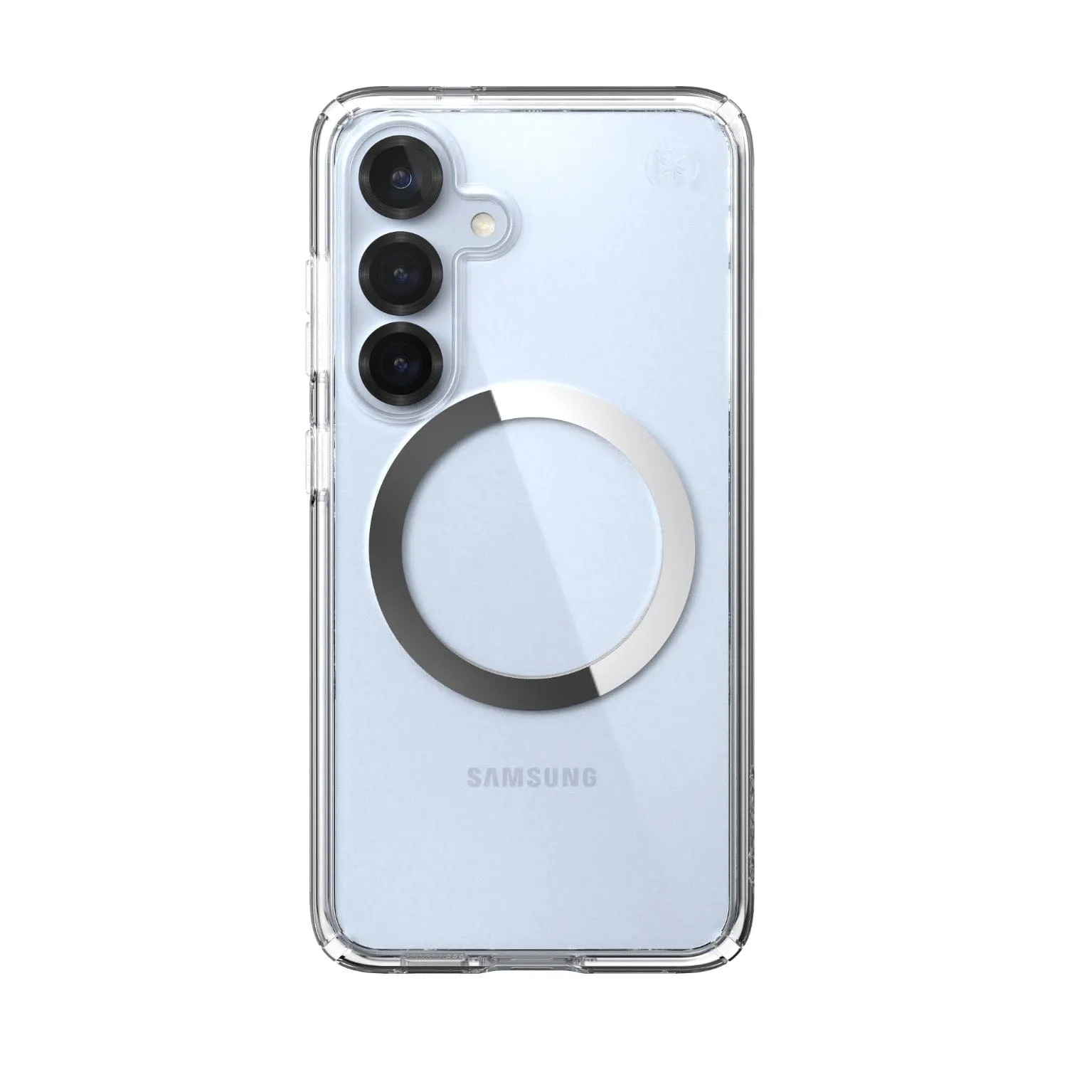 Speck Presidio Perfect Clear Magnet Case for Samsung Galaxy S25 – Clear & Chrome