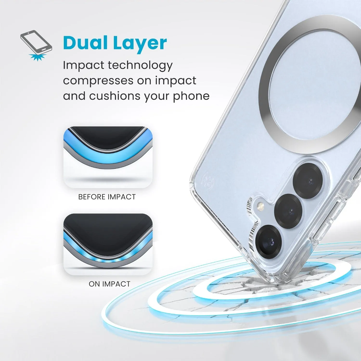 Speck Presidio Perfect Clear Magnet Case for Samsung Galaxy S25 – Clear & Chrome