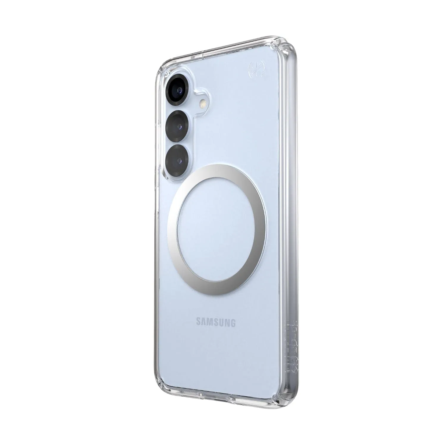 Speck Presidio Perfect Clear Magnet Case for Samsung Galaxy S25 – Clear & Chrome