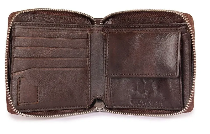 THE CLOWNFISH Brown Men's Wallet - RFID Blocking, Bi-Fold | 6 Compartments | Brown
