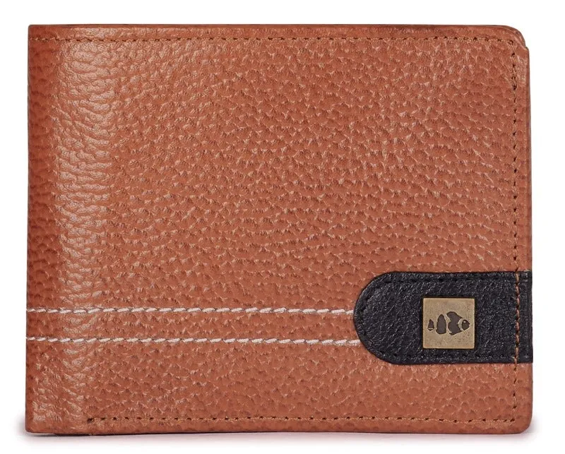 THE CLOWNFISH Brown Men's Wallet - RFID Protection, Genuine Leather | Bifold Design | 12cm x 9.5cm | Brown