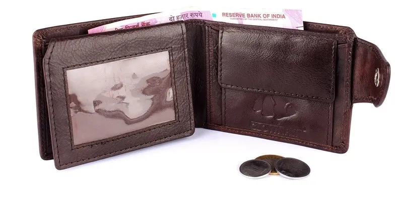 THE CLOWNFISH Coffee Men's Wallet - Premium Leather, RFID Protection | 8 Compartments | Casual Style