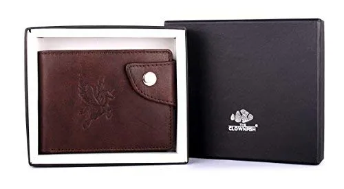 THE CLOWNFISH Coffee Men's Wallet - Premium Leather, RFID Protection | 8 Compartments | Casual Style