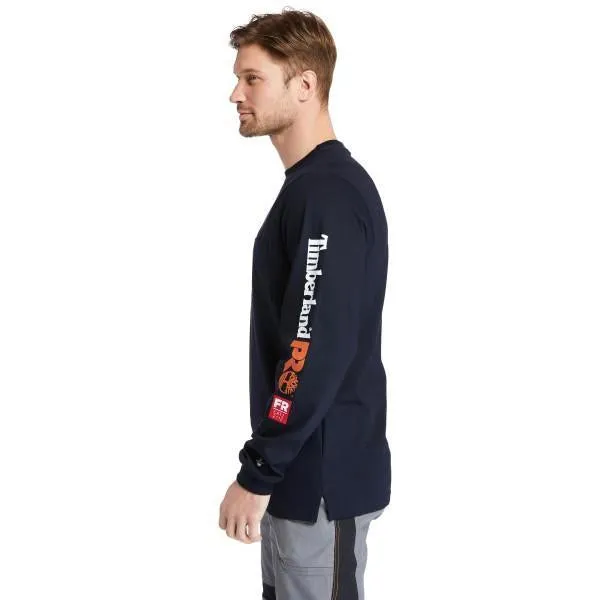 Timberland Pro Men's FR Cotton Core LS W/ Logo Work T-Shirt - Navy - TB0A1V8D410