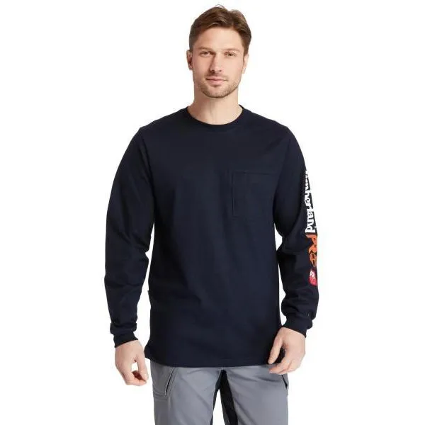 Timberland Pro Men's FR Cotton Core LS W/ Logo Work T-Shirt - Navy - TB0A1V8D410