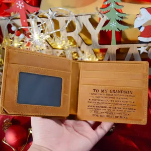 To Grandson Gifts, Engraved Leather Wallets for Guys