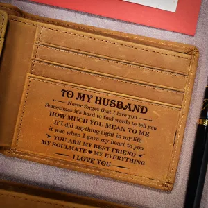 To Husband Gifts, Engraved Leather Bifold Wallets