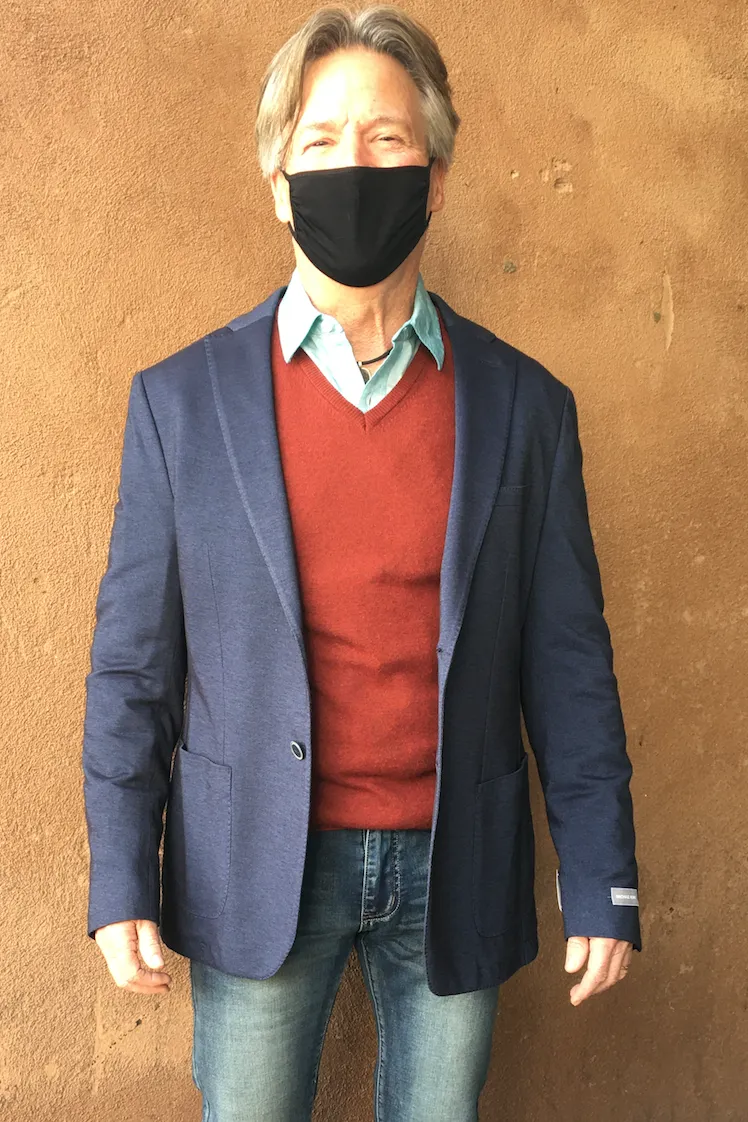 Unstructured Stretch Blazer in Navy