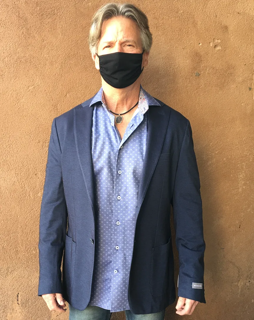 Unstructured Stretch Blazer in Navy
