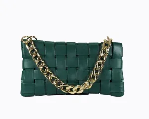 Valencia Basket Weave Clutch - Hunter Green
