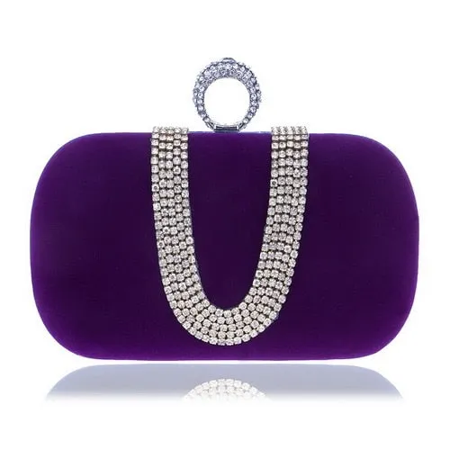 Velvet luxury women clutch party diamonds