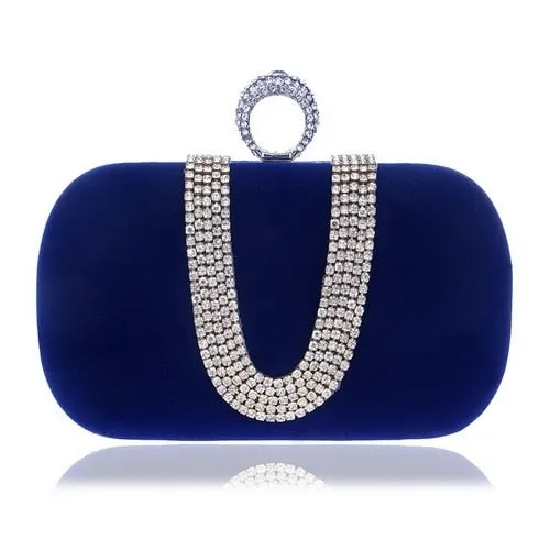 Velvet luxury women clutch party diamonds