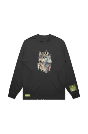 WOLFPACK UNLTD L/S GRAPHIC TEE | BLOOD ORANGE MOON | BLACK